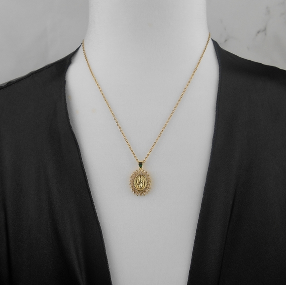 24k Gold Filled Virgin Mary Necklace - Picture 6 of 8